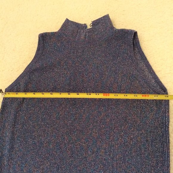 vintage 80s Benetton sleeveless metallic knit sweater dress NWOT - Picture 6 of 12